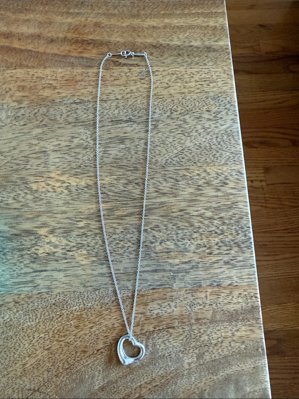Tiffany & Co. Silver Open Heart Pendant Necklace on Tiffany Blue Pouch - Picture 3 of 3